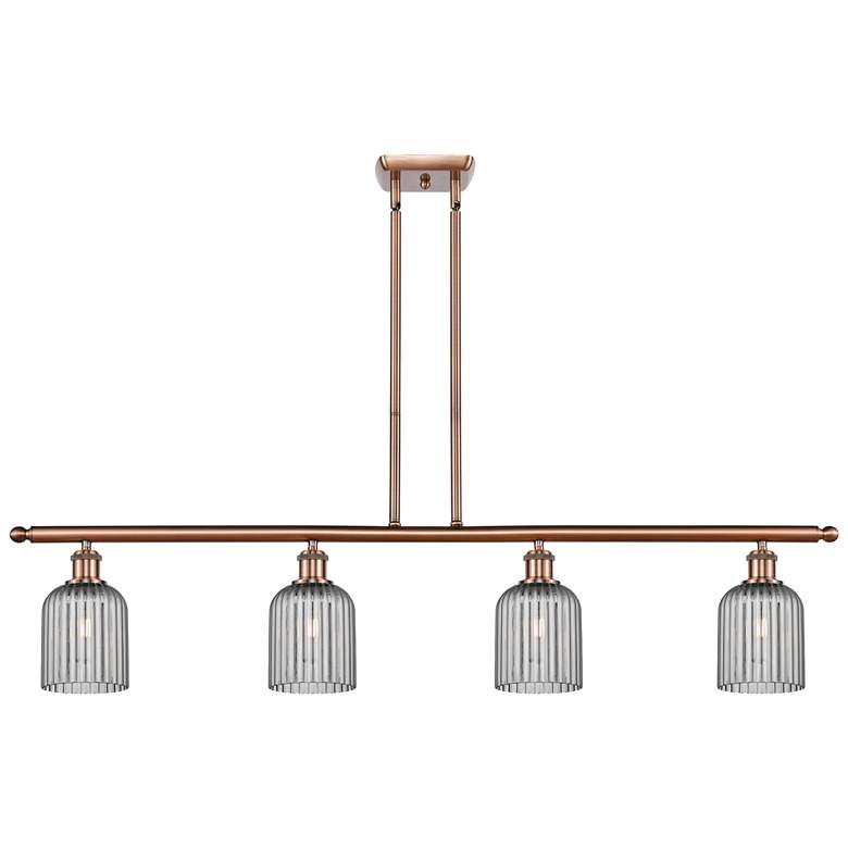 Image 1 Ballston Bridal Veil 4 Light 48" Stem Hung Island Light Copper Smoke Shade