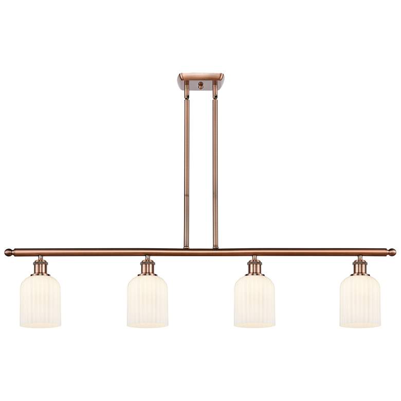 Image 1 Ballston Bridal Veil 4 Light 48" Stem Hung Island Light Copper White Shade