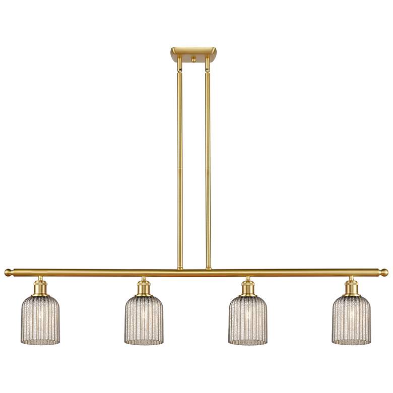Image 1 Ballston Bridal Veil 4 Light 48" Stem Hung Island Light Gold Mercury Shade