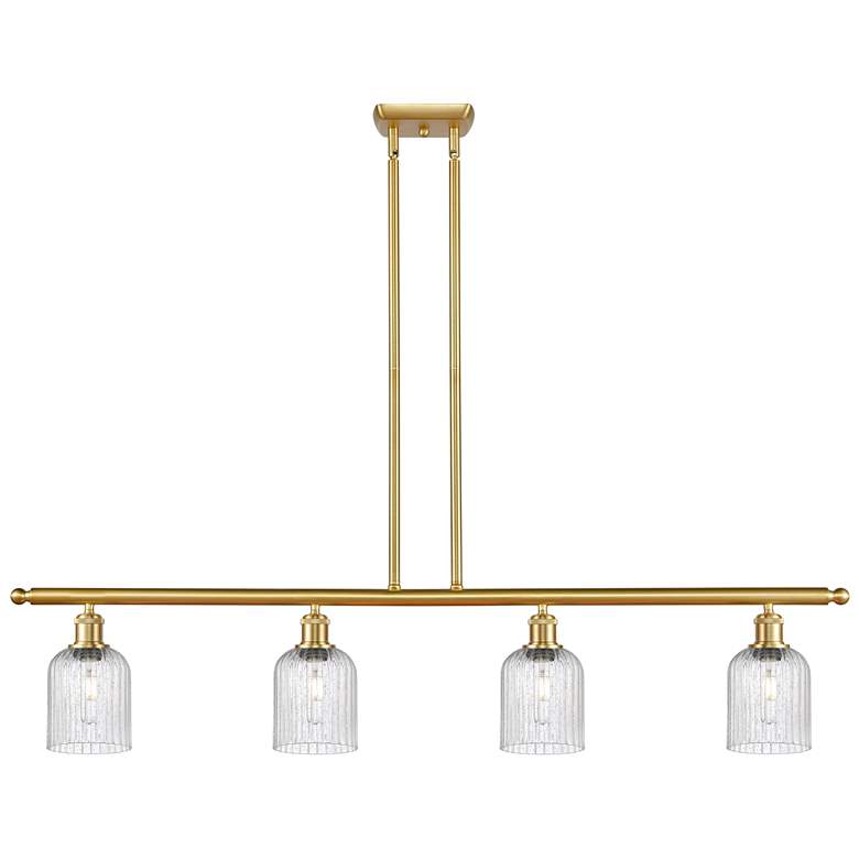 Image 1 Ballston Bridal Veil 4 Light 48" Stem Hung Island Light Gold Seedy Shade