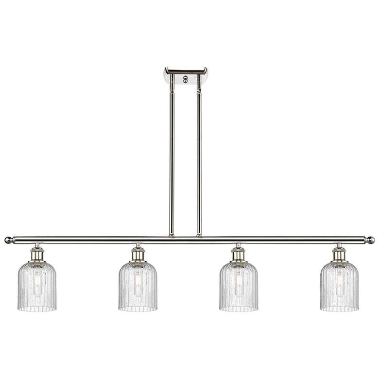 Image 1 Ballston Bridal Veil 4 Light 48" Stem Hung Island Light Nickel Seedy Shade