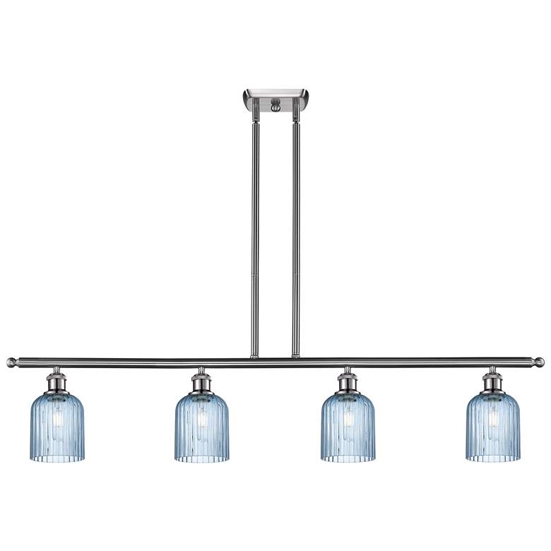 Image 1 Ballston Bridal Veil 4 Light 48" Stem Hung Island Light Satin Nickel & Blue