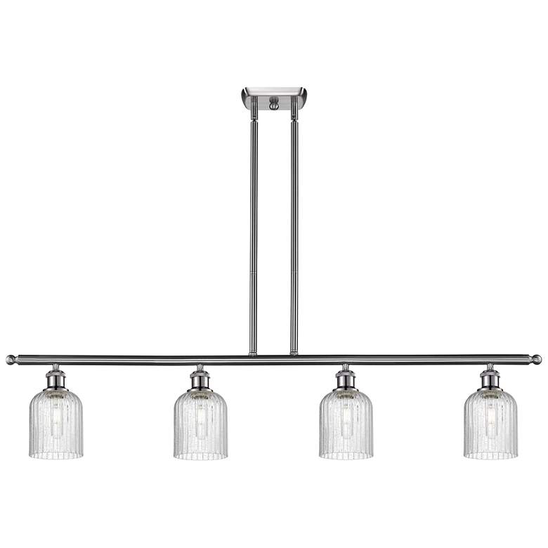 Image 1 Ballston Bridal Veil 4 Light 48" Stem Hung Island Light Satin Nickel Seedy