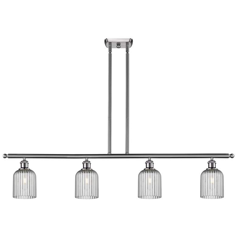 Image 1 Ballston Bridal Veil 4 Light 48" Stem Hung Island Light Satin Nickel Smoke