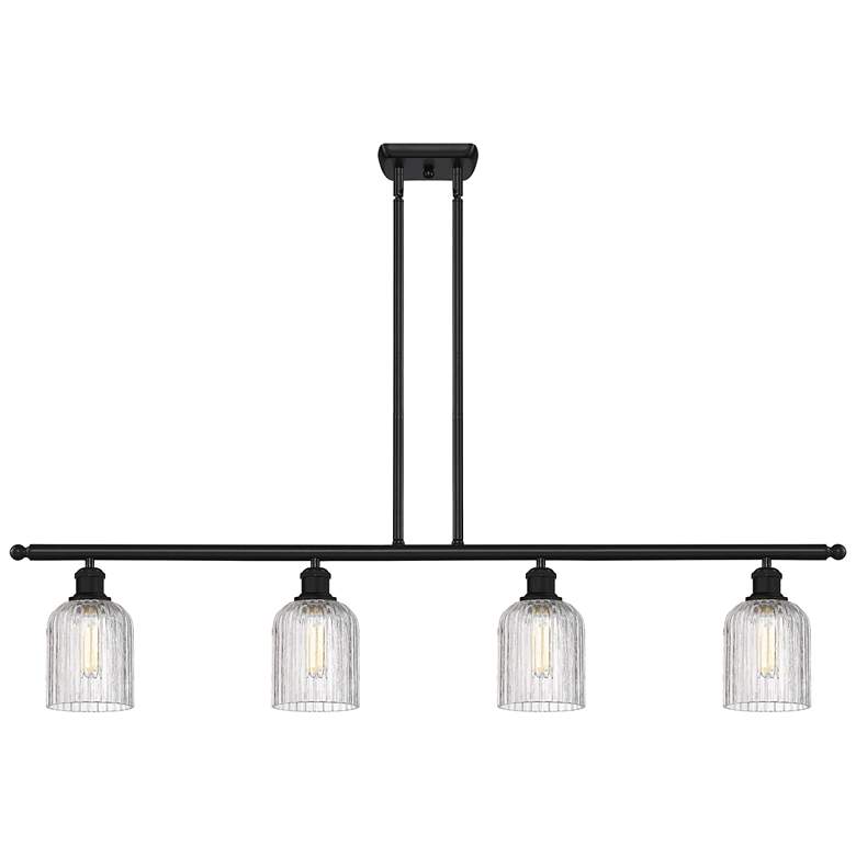 Image 1 Ballston Bridal Veil 48"W 4-Light Black Stem Island Light w/ Clear Sha