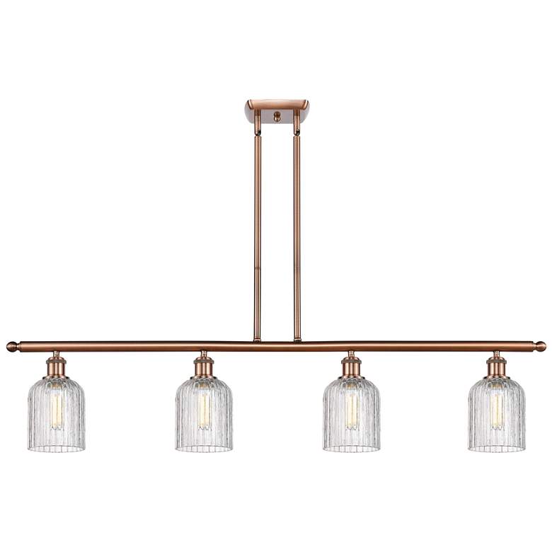 Image 1 Ballston Bridal Veil 48"W 4-Light Copper Stem Island Light w/ Clear Sh