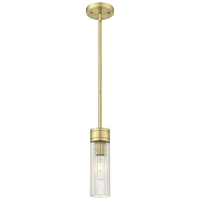Image 1 Ballston Bridal Veil 5" Cord Hung Mini Pendant Antique Copper Light Smoke