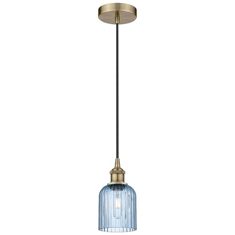 Image 1 Ballston Bridal Veil 5" Cord Hung Mini Pendant Polished Nickel Light Smoke