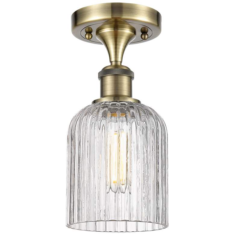 Image 1 Ballston Bridal Veil 5" Wide Antique Brass Semi-Flush Mount w/ Clear S