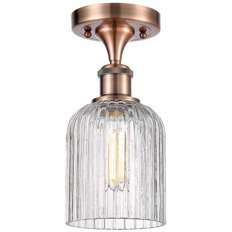Image 1 Ballston Bridal Veil 5" Wide Antique Copper Semi-Flush Mount w/ Clear