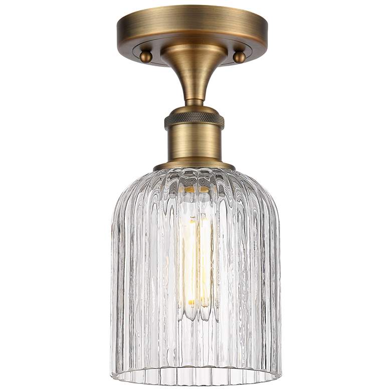 Image 1 Ballston Bridal Veil 5" Wide Brushed Brass Semi-Flush Mount w/ Clear S