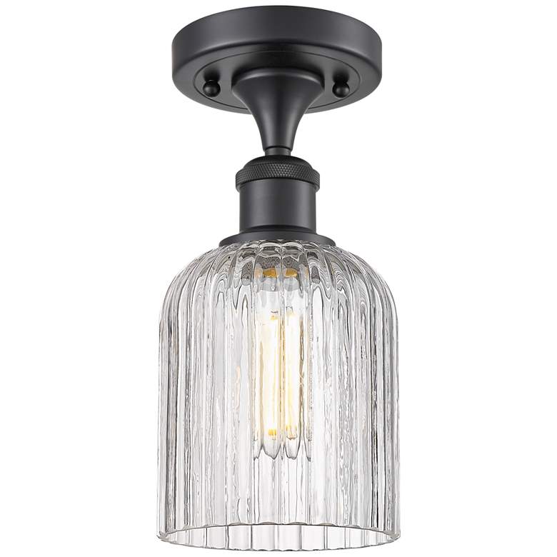 Image 1 Ballston Bridal Veil 5" Wide Matte Black Semi-Flush Mount With Clear S