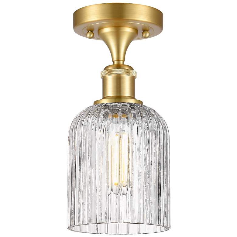Image 1 Ballston Bridal Veil 5" Wide Satin Gold Semi-Flush Mount With Clear Sh