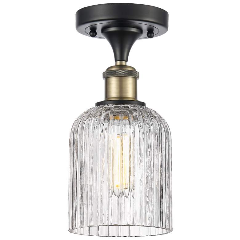 Image 1 Ballston Bridal Veil 5"W Black Antique Brass Semi-Flush w/ Clear Shade