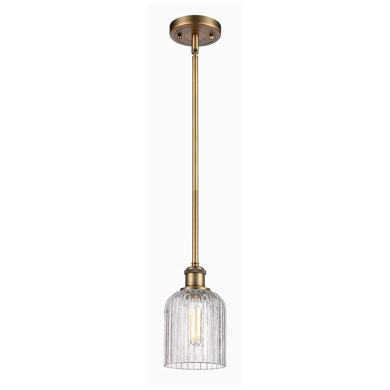 Image 1 Ballston Bridal Veil 5"W Brushed Brass Stemmed Mini Pendant w/ Clear S