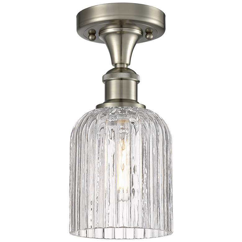Image 1 Ballston Bridal Veil 5"W Satin Nickel Semi-Flush Mount w/ Clear Shade