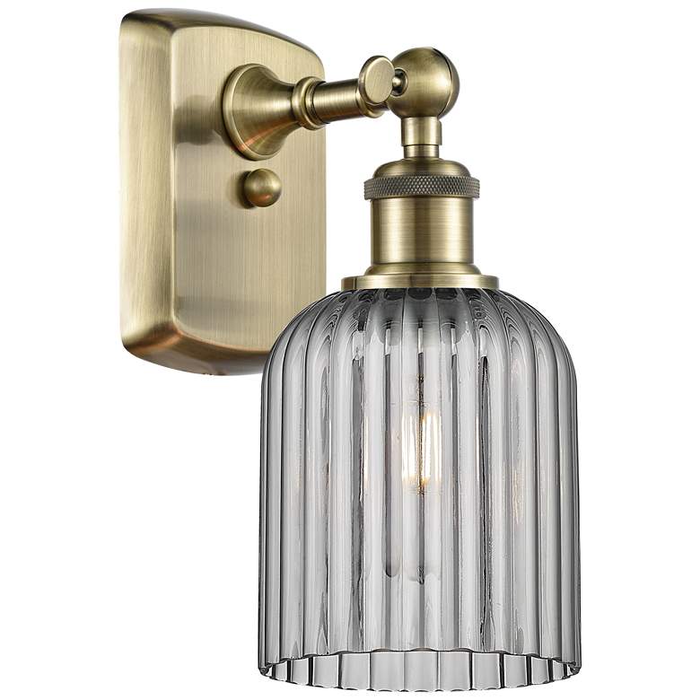 Image 1 Ballston Bridal Veil 5" Sconce Antique Brass Finish Light Smoke Shade