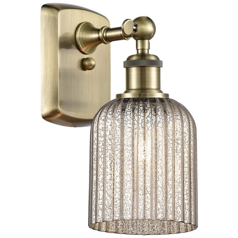 Image 1 Ballston Bridal Veil 5" Sconce Antique Brass Finish Mercury Shade
