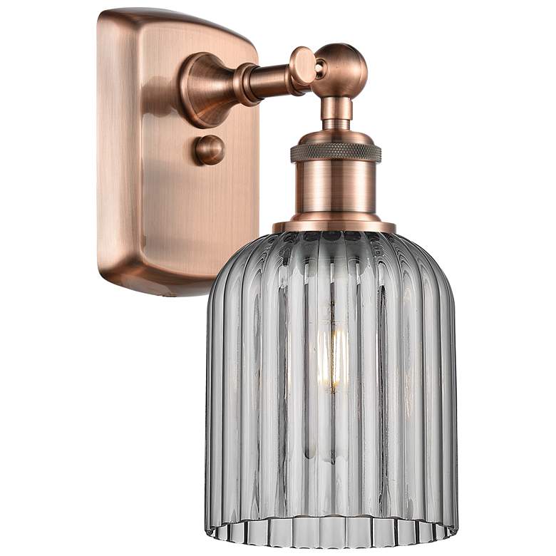 Image 1 Ballston Bridal Veil 5" Sconce Antique Copper Finish Light Smoke Shade