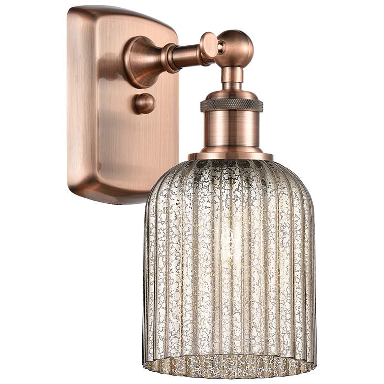 Image 1 Ballston Bridal Veil 5" Sconce Antique Copper Finish Mercury Shade