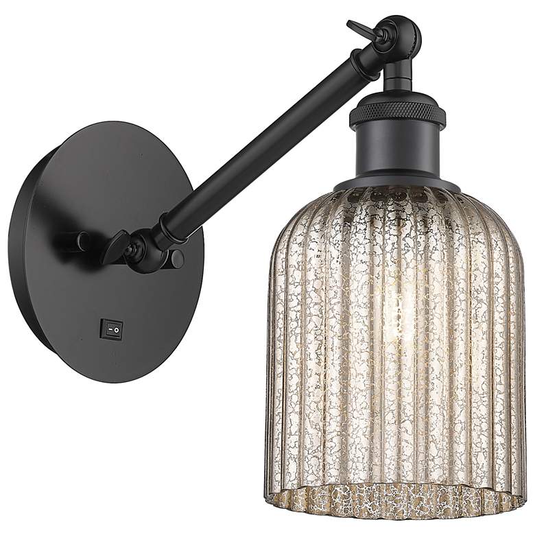 Image 1 Ballston Bridal Veil 5" Sconce Arm Adjusts Up and Down Black Mercury Shade