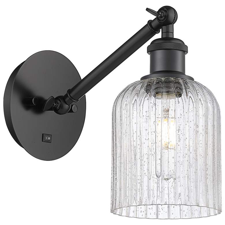 Image 1 Ballston Bridal Veil 5" Sconce Arm Adjusts Up and Down Black Seedy Shade