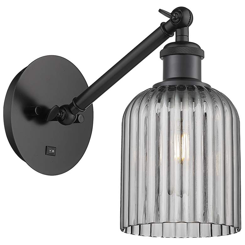 Image 1 Ballston Bridal Veil 5" Sconce Arm Adjusts Up and Down Black Smoke Shade