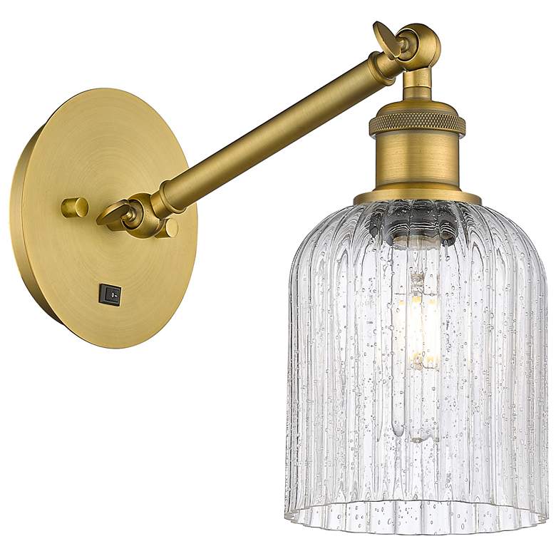 Image 1 Ballston Bridal Veil 5" Sconce Arm Adjusts Up and Down Brass Seedy Shade