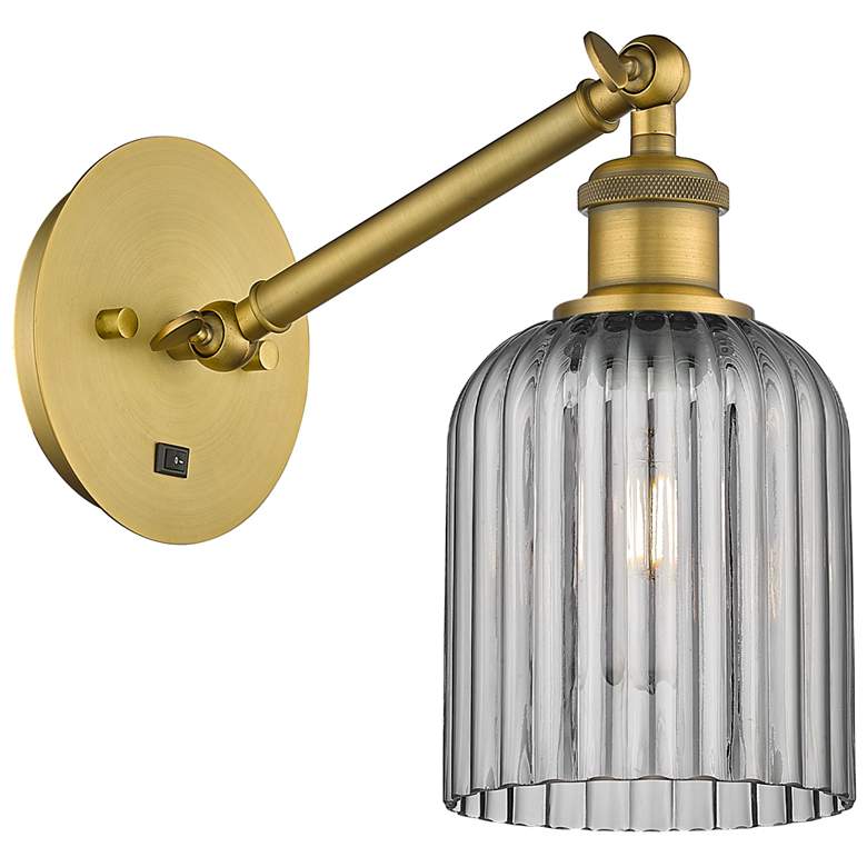 Image 1 Ballston Bridal Veil 5" Sconce Arm Adjusts Up and Down Brass Smoke Shade