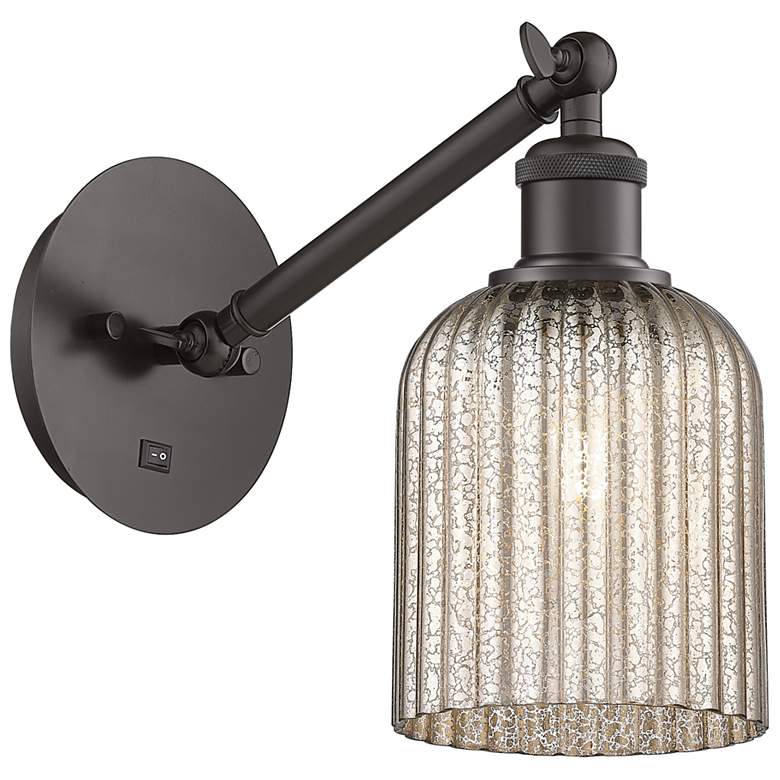 Image 1 Ballston Bridal Veil 5" Sconce Arm Adjusts Up and Down Bronze Mercury Shade