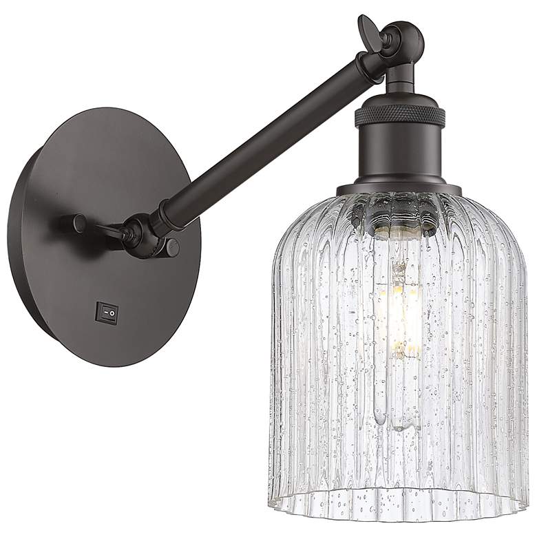 Image 1 Ballston Bridal Veil 5" Sconce Arm Adjusts Up and Down Bronze Seedy Shade