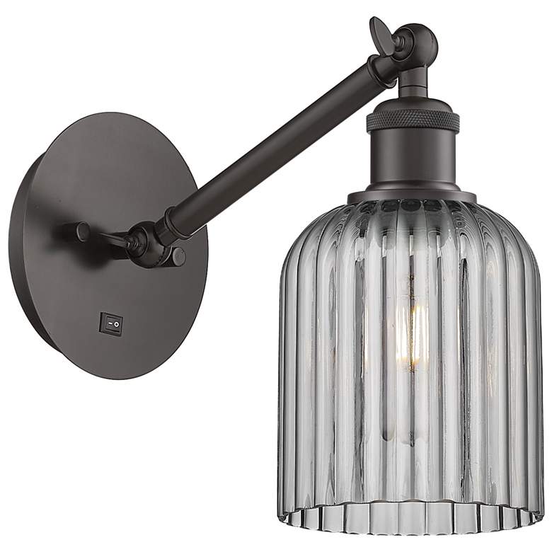 Image 1 Ballston Bridal Veil 5" Sconce Arm Adjusts Up and Down Bronze Smoke Shade