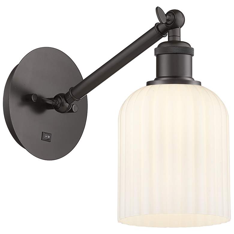 Image 1 Ballston Bridal Veil 5" Sconce Arm Adjusts Up and Down Bronze White Shade
