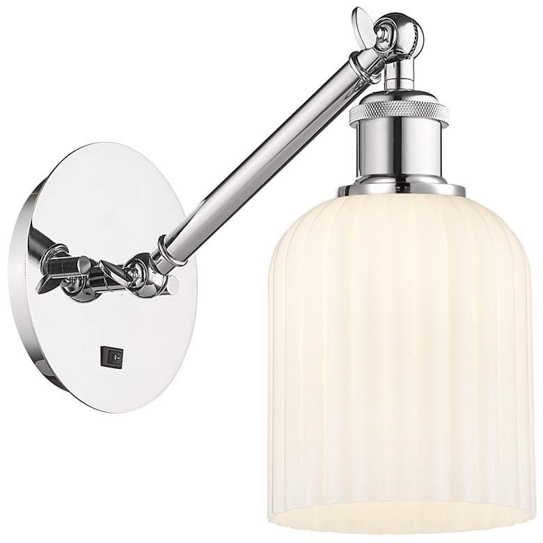 Image 1 Ballston Bridal Veil 5" Sconce Arm Adjusts Up and Down Chrome White Shade