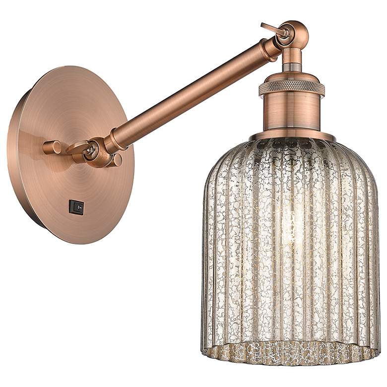 Image 1 Ballston Bridal Veil 5" Sconce Arm Adjusts Up and Down Copper Mercury Shade