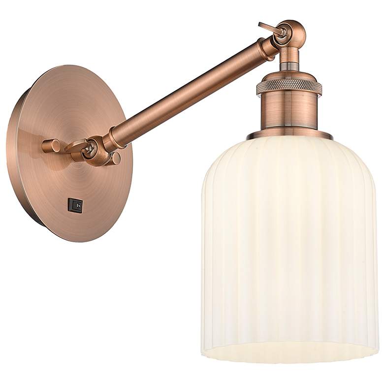 Image 1 Ballston Bridal Veil 5" Sconce Arm Adjusts Up and Down Copper White Shade