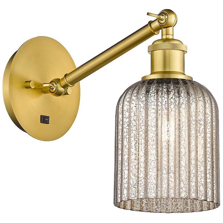 Image 1 Ballston Bridal Veil 5" Sconce Arm Adjusts Up and Down Gold Mercury Shade