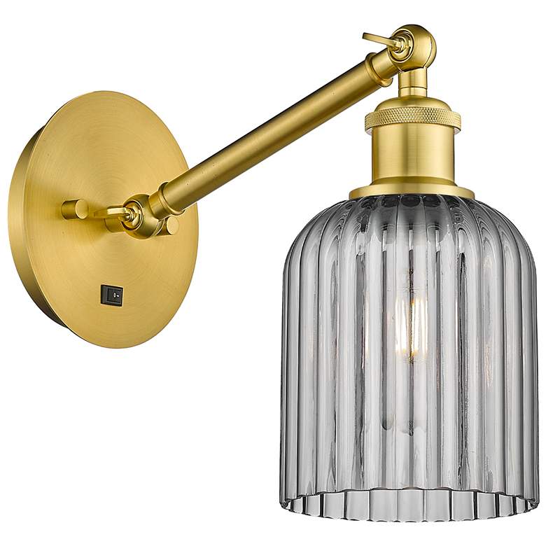 Image 1 Ballston Bridal Veil 5" Sconce Arm Adjusts Up and Down Gold Smoke Shade