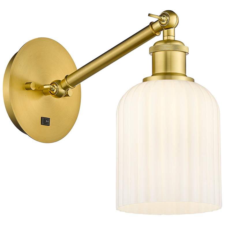 Image 1 Ballston Bridal Veil 5" Sconce Arm Adjusts Up and Down Gold White Shade