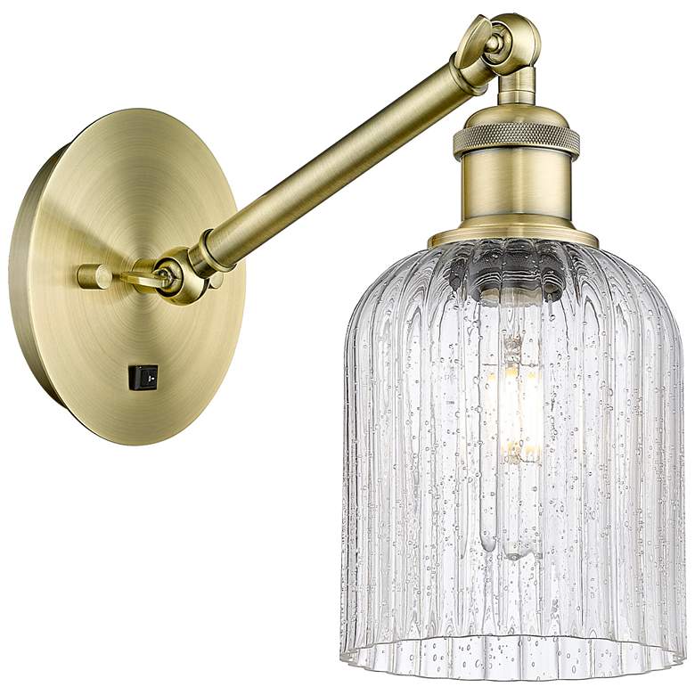 Image 1 Ballston Bridal Veil 5" Sconce Arm Adjusts Up & Down Antique Brass Seedy