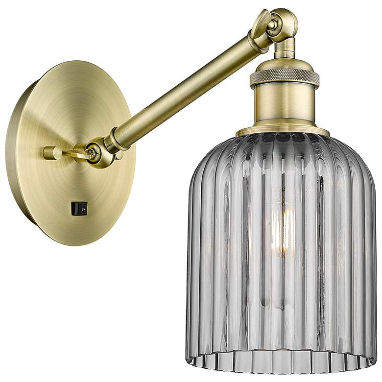 Image 1 Ballston Bridal Veil 5" Sconce Arm Adjusts Up & Down Antique Brass Smoke