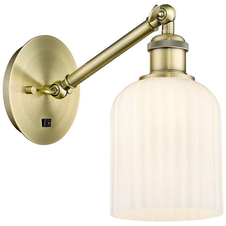 Image 1 Ballston Bridal Veil 5" Sconce Arm Adjusts Up & Down Antique Brass White