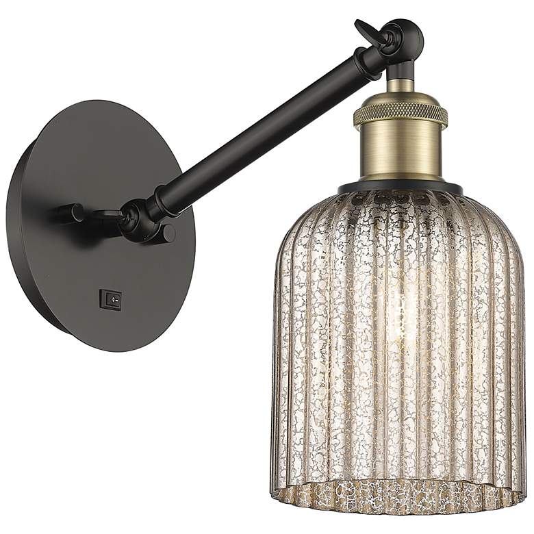 Image 1 Ballston Bridal Veil 5" Sconce Arm Adjusts Up & Down Black Brass Mercury