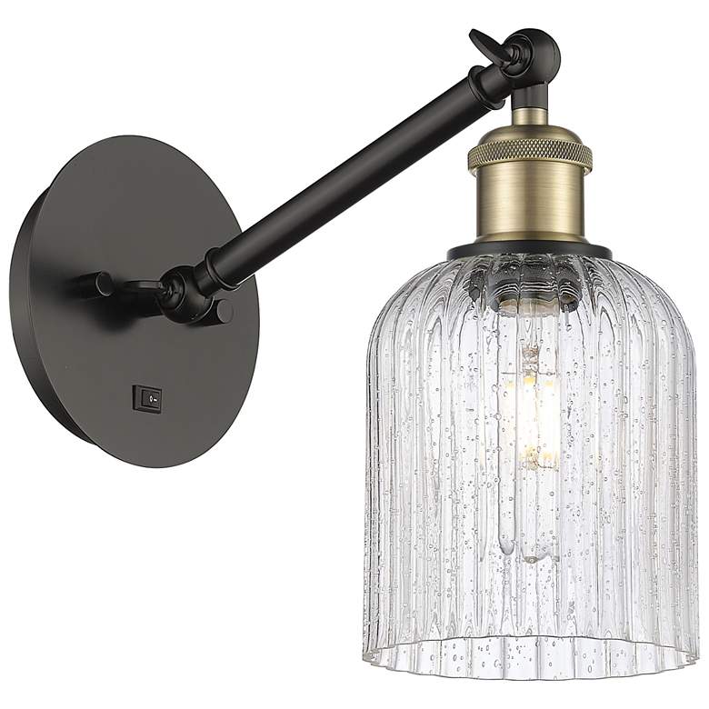Image 1 Ballston Bridal Veil 5" Sconce Arm Adjusts Up & Down Black Brass Seedy