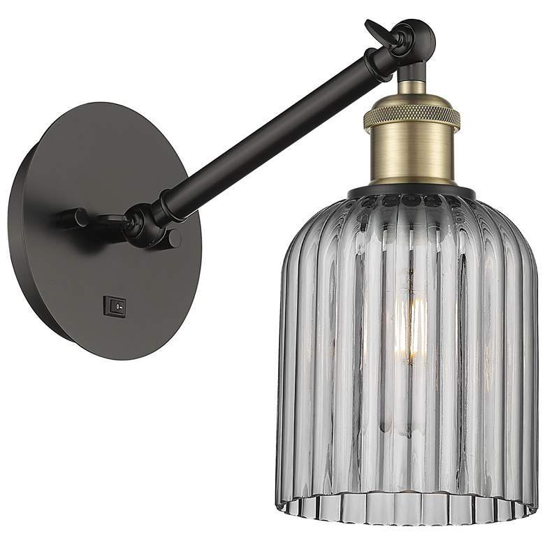 Image 1 Ballston Bridal Veil 5" Sconce Arm Adjusts Up & Down Black Brass Smoke
