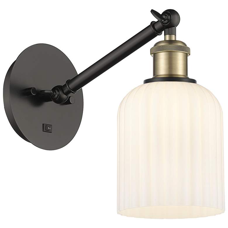 Image 1 Ballston Bridal Veil 5" Sconce Arm Adjusts Up & Down Black Brass White