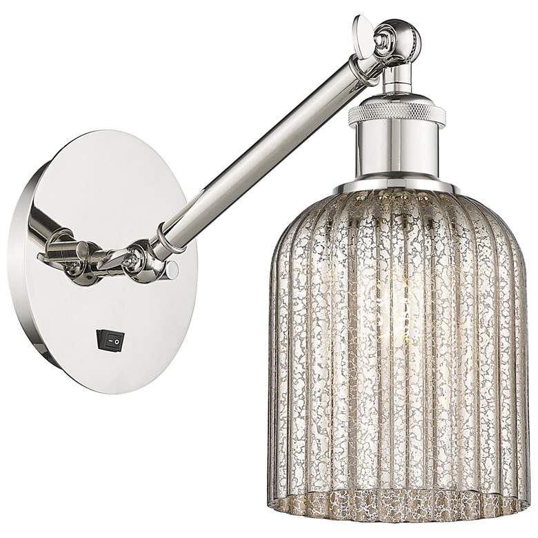 Image 1 Ballston Bridal Veil 5" Sconce Arm Adjusts Up & Down Nickel Mercury Shade