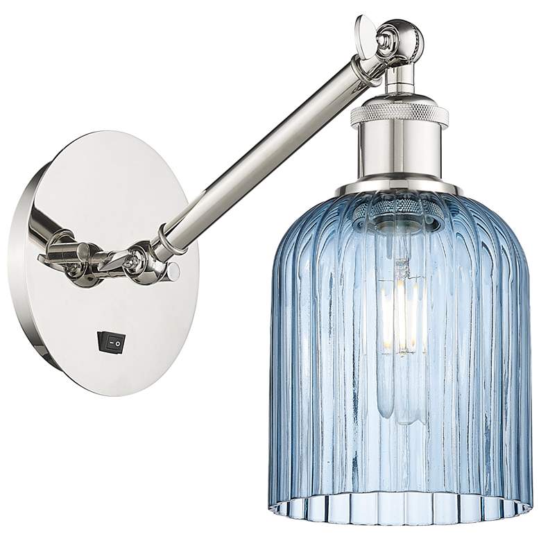 Image 1 Ballston Bridal Veil 5" Sconce Arm Adjusts Up & Down Polished Nickel Blue