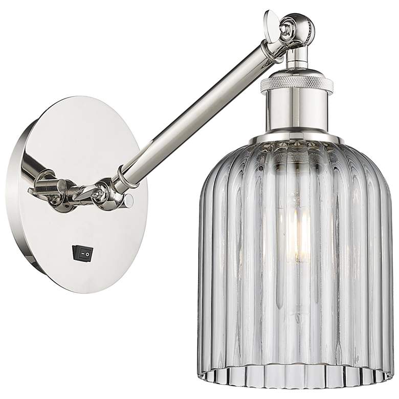 Image 1 Ballston Bridal Veil 5" Sconce Arm Adjusts Up & Down Polished Nickel Smoke