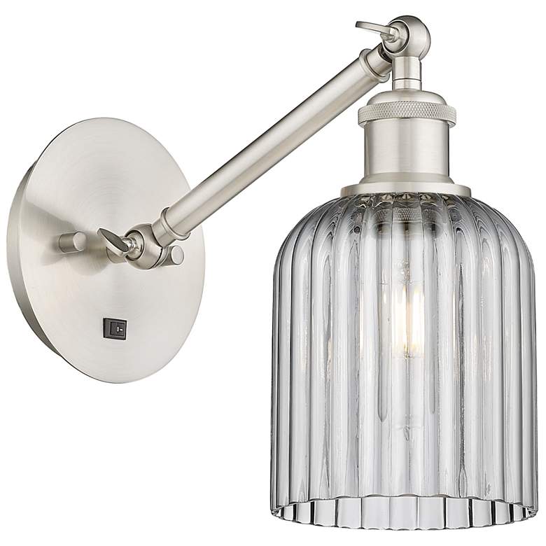 Image 1 Ballston Bridal Veil 5" Sconce Arm Adjusts Up & Down Satin Nickel Smoke